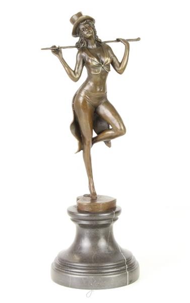 Grote foto een bronzen beeld sculptuur van een theater danseres tuin en terras tuindecoratie