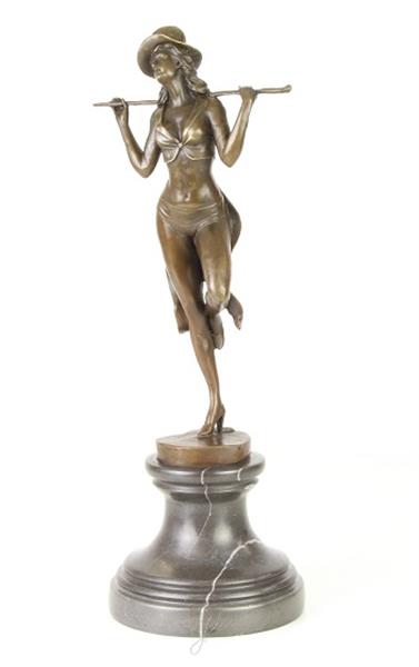 Grote foto een bronzen beeld sculptuur van een theater danseres tuin en terras tuindecoratie