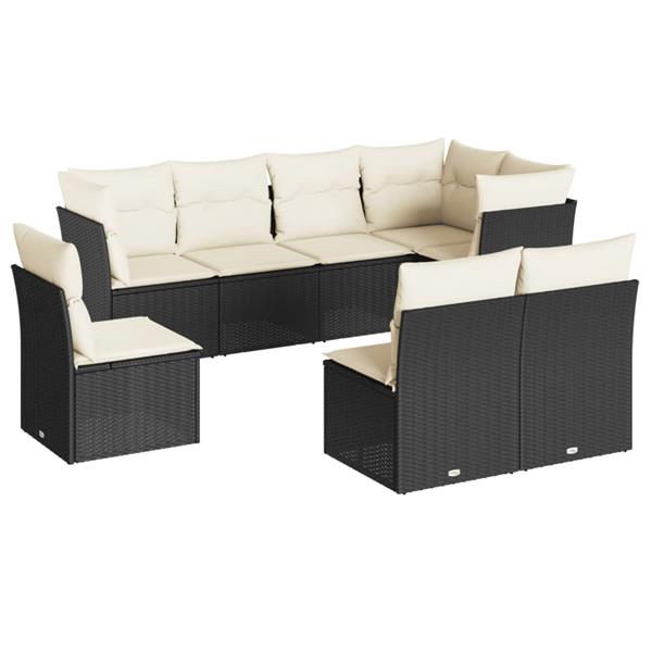 Grote foto vidaxl 8 delige loungeset met kussens poly rattan zwart tuin en terras tuinmeubelen