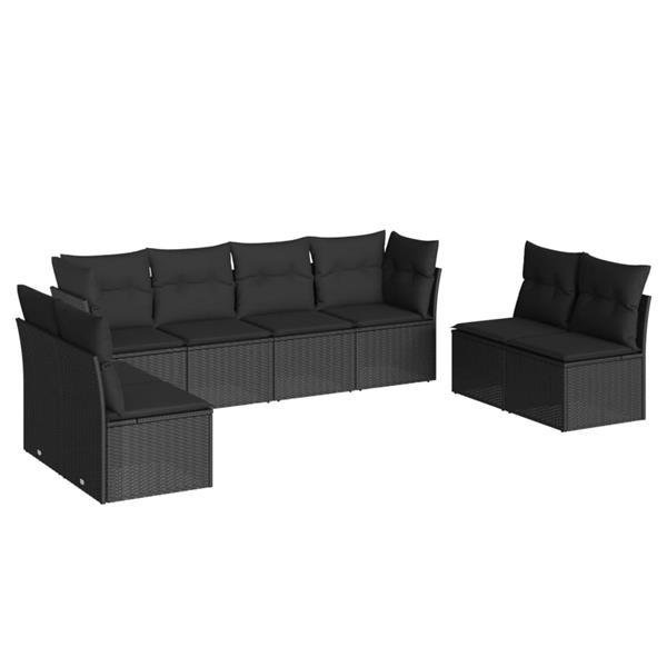 Grote foto vidaxl 8 delige loungeset met kussens poly rattan zwart tuin en terras tuinmeubelen