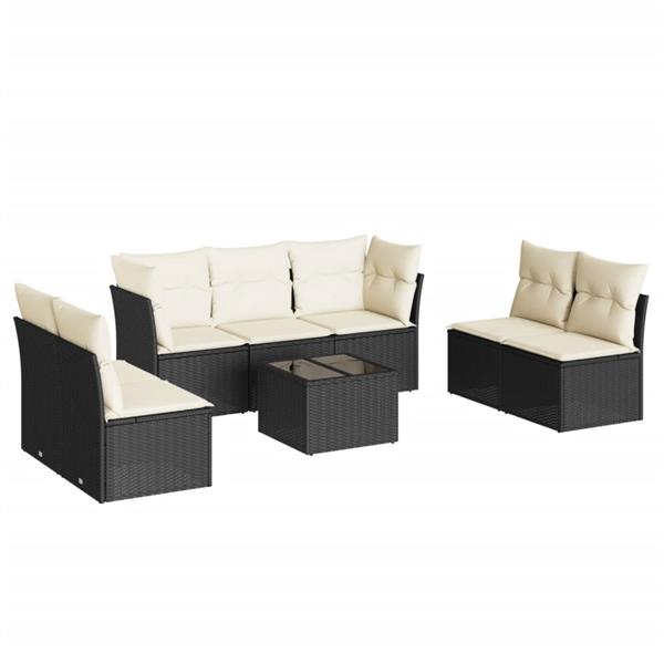 Grote foto vidaxl 8 delige loungeset met kussens poly rattan zwart tuin en terras tuinmeubelen
