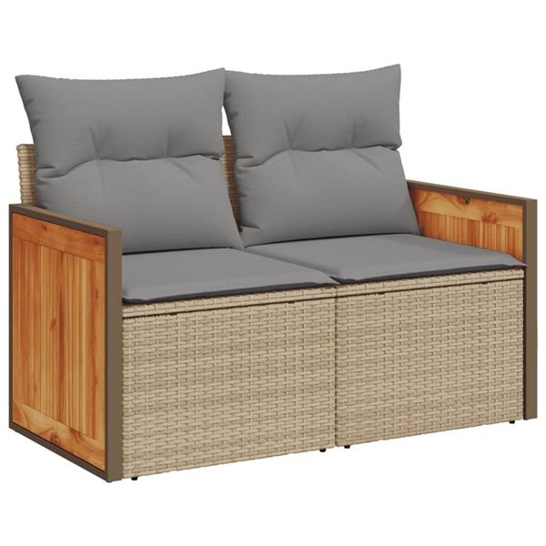 Grote foto vidaxl 7 delige loungeset met kussens poly rattan beige tuin en terras tuinmeubelen