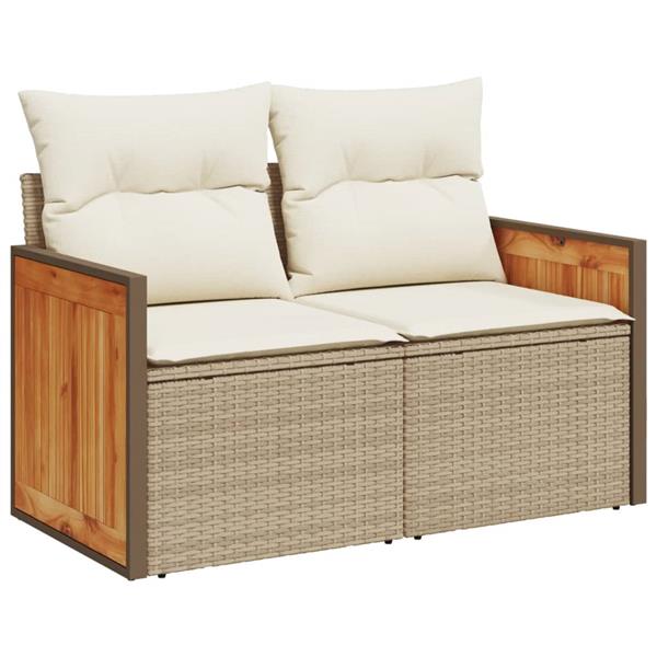 Grote foto vidaxl 6 delige loungeset met kussens poly rattan beige tuin en terras tuinmeubelen