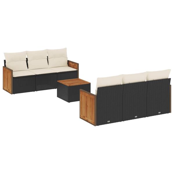 Grote foto vidaxl 7 delige loungeset met kussens poly rattan zwart tuin en terras tuinmeubelen
