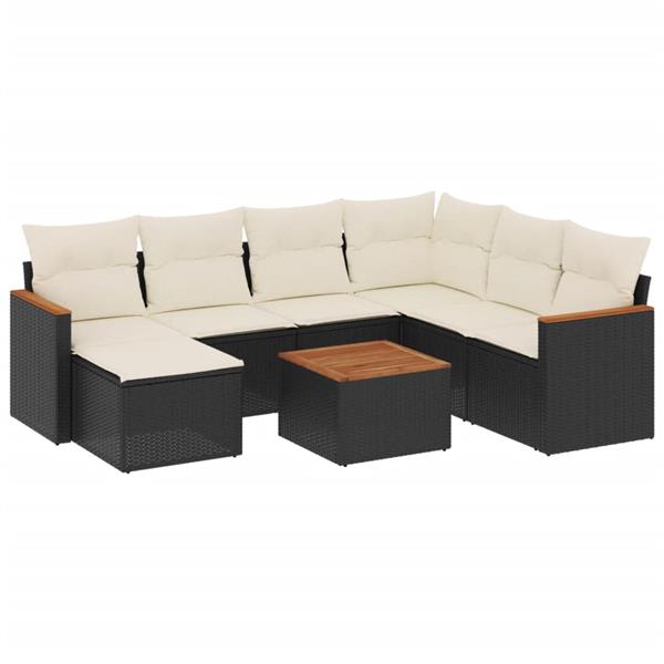 Grote foto vidaxl 8 delige loungeset met kussens poly rattan zwart tuin en terras tuinmeubelen