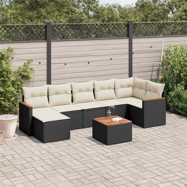 Grote foto vidaxl 8 delige loungeset met kussens poly rattan zwart tuin en terras tuinmeubelen