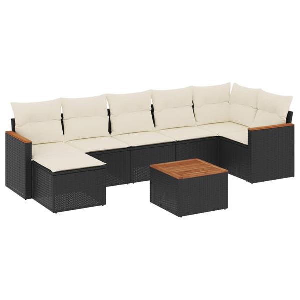 Grote foto vidaxl 8 delige loungeset met kussens poly rattan zwart tuin en terras tuinmeubelen