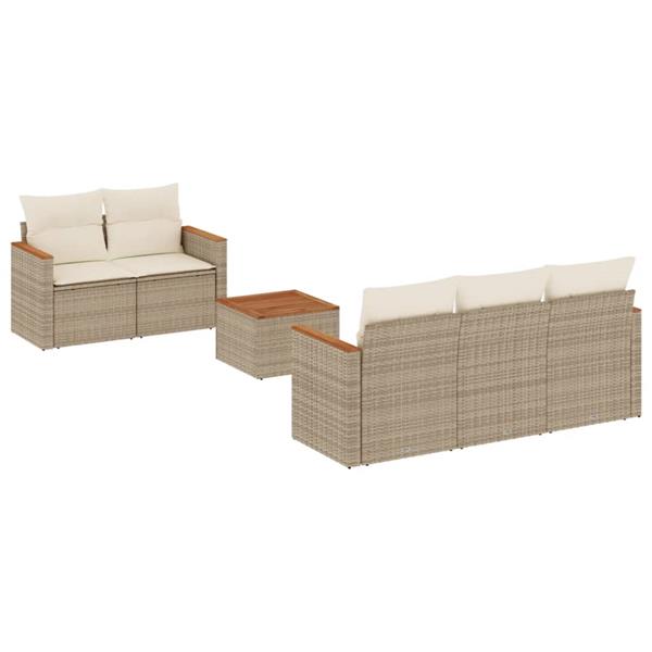 Grote foto vidaxl 6 delige loungeset met kussens poly rattan beige tuin en terras tuinmeubelen