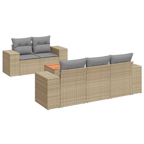 Grote foto vidaxl 6 delige loungeset met kussens poly rattan beige tuin en terras tuinmeubelen