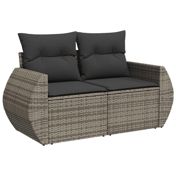 Grote foto vidaxl 7 delige loungeset met kussens poly rattan grijs tuin en terras tuinmeubelen