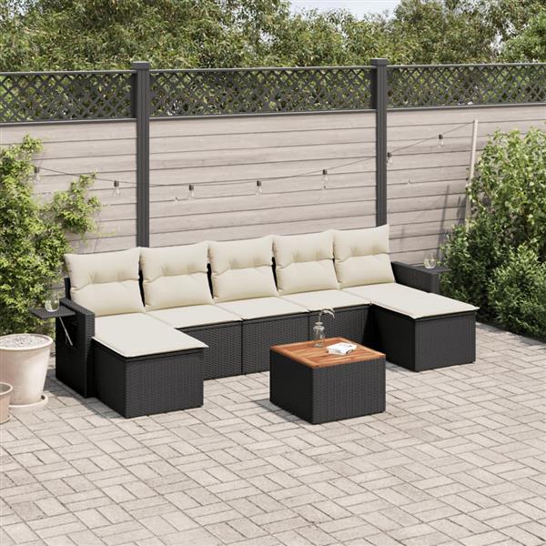 Grote foto vidaxl 8 delige loungeset met kussens poly rattan zwart tuin en terras tuinmeubelen
