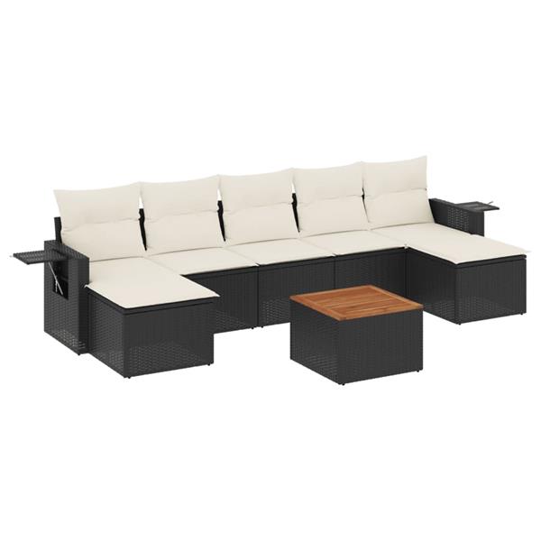 Grote foto vidaxl 8 delige loungeset met kussens poly rattan zwart tuin en terras tuinmeubelen