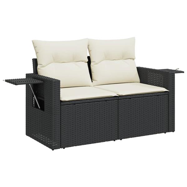 Grote foto vidaxl 8 delige loungeset met kussens poly rattan zwart tuin en terras tuinmeubelen