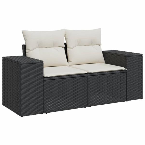 Grote foto vidaxl 7 delige loungeset met kussens poly rattan zwart tuin en terras tuinmeubelen