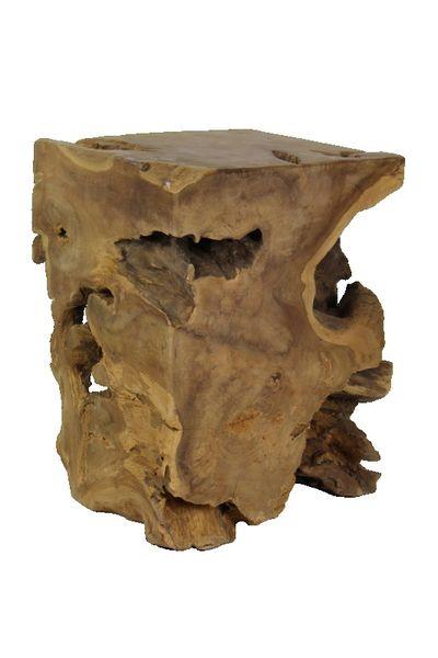 Grote foto vierkante kruk block 30x30x40 naturel teak huis en inrichting eettafels
