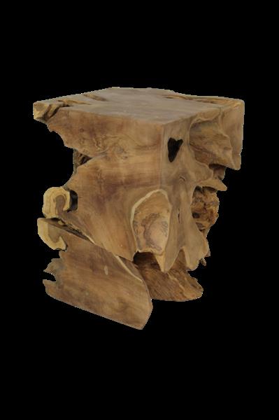 Grote foto vierkante kruk block 30x30x40 naturel teak huis en inrichting eettafels