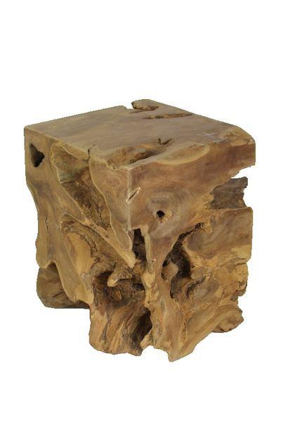 Grote foto vierkante kruk block 30x30x40 naturel teak huis en inrichting eettafels