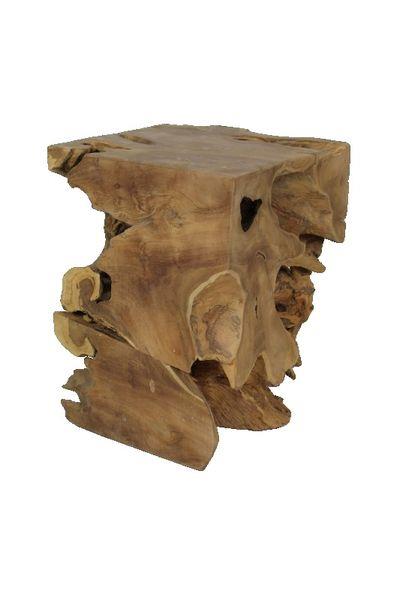 Grote foto vierkante kruk block 30x30x40 naturel teak huis en inrichting eettafels