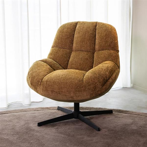 Grote foto draaifauteuil huxley 76x86x92 cm mustard elite zwart metaal huis en inrichting eettafels