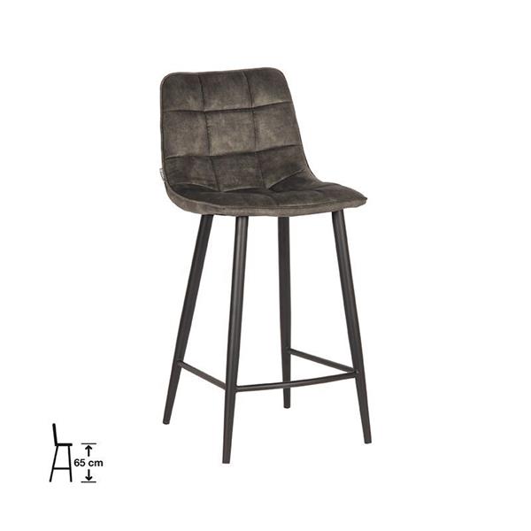 Grote foto barkruk jelt 45x48x92 cm antraciet velours huis en inrichting eettafels