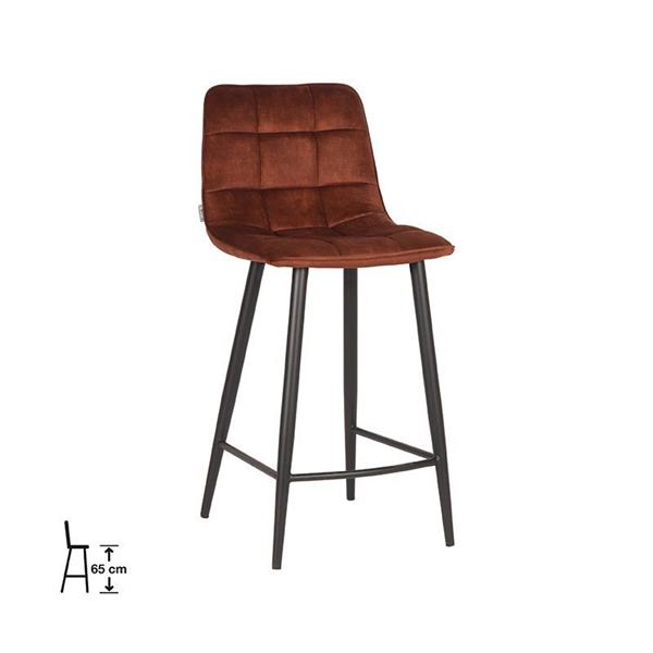 Grote foto barkruk jelt 45x48x92 cm rust velours huis en inrichting eettafels
