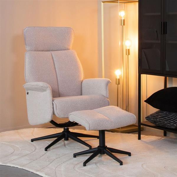 Grote foto relaxfauteuil verdal hocker 77x79x109 cm naturel touch zwart metaal huis en inrichting eettafels
