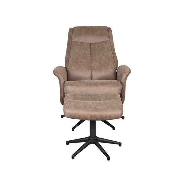 Grote foto relaxfauteuil bergen hocker 77x76x105 cm taupe micro suede zwart metaal huis en inrichting eettafels