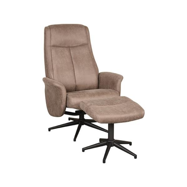 Grote foto relaxfauteuil bergen hocker 77x76x105 cm taupe micro suede zwart metaal huis en inrichting eettafels