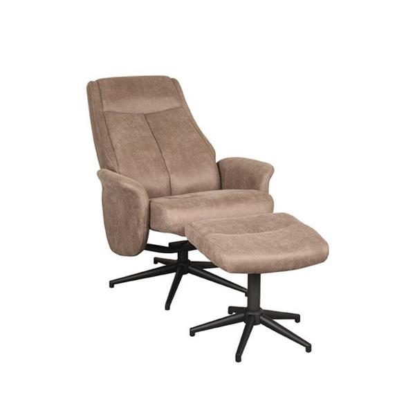 Grote foto relaxfauteuil bergen hocker 77x76x105 cm taupe micro suede zwart metaal huis en inrichting eettafels