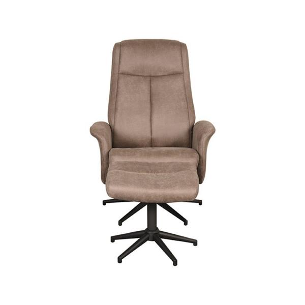 Grote foto relaxfauteuil bergen hocker 77x76x105 cm taupe micro suede zwart metaal huis en inrichting eettafels