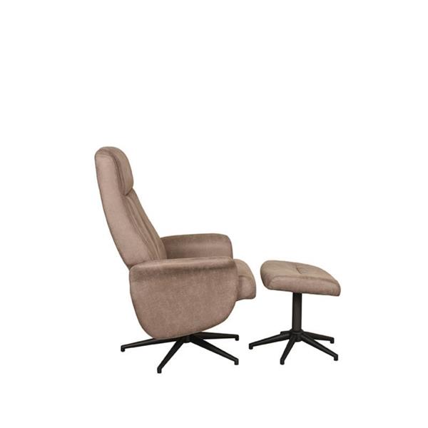 Grote foto relaxfauteuil bergen hocker 77x76x105 cm taupe micro suede zwart metaal huis en inrichting eettafels