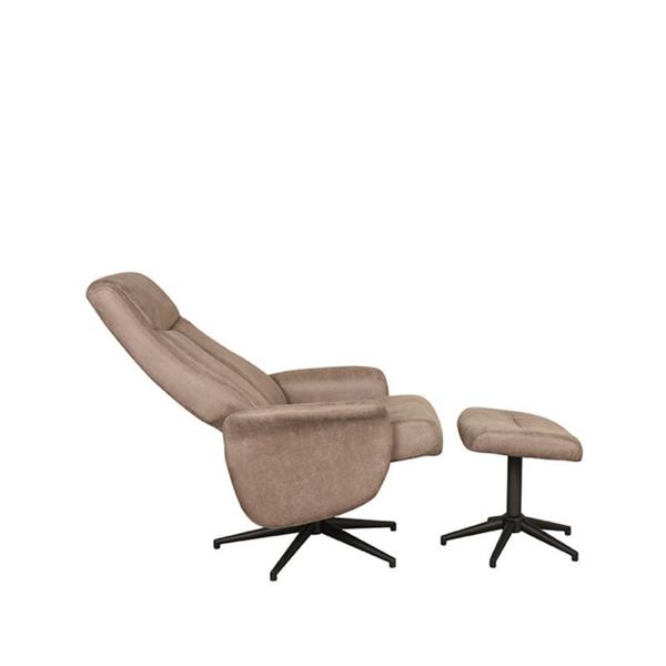 Grote foto relaxfauteuil bergen hocker 77x76x105 cm taupe micro suede zwart metaal huis en inrichting eettafels