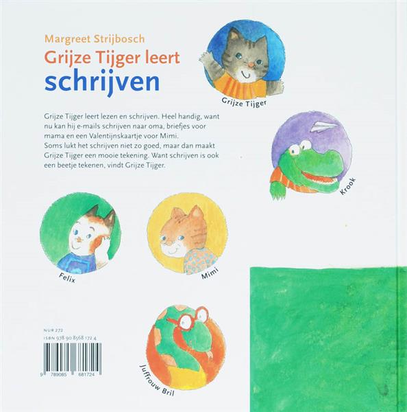 Grote foto grijze tijger leert schrijven boeken jeugd 13 jaar en ouder
