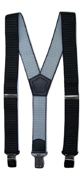 Grote foto zwart met witte stip motief bretels met de sterkste stalen clips kleding dames riemen