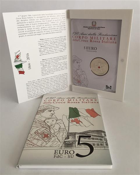 Grote foto italie 5 euro 2016 rode kruis verzamelen munten overige