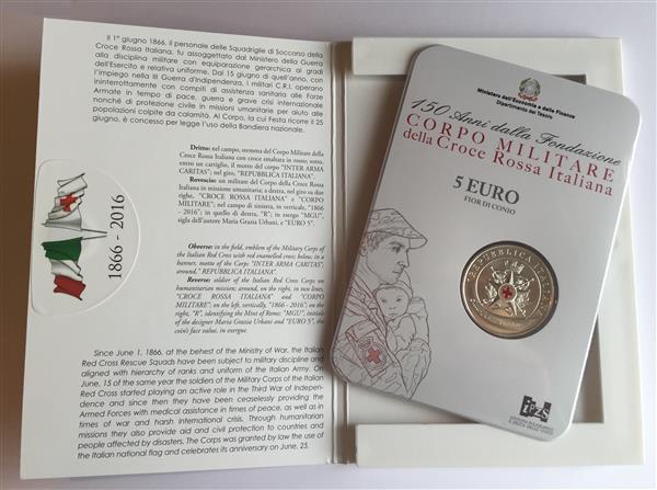 Grote foto italie 5 euro 2016 rode kruis verzamelen munten overige