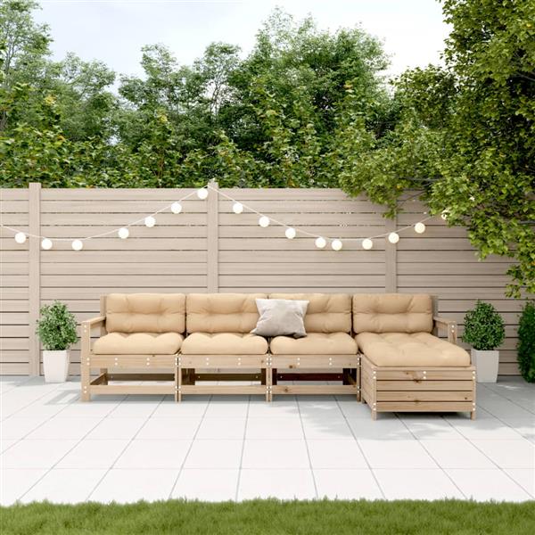 Grote foto vidaxl 5 delige loungeset met kussens massief grenenhout tuin en terras tuinmeubelen