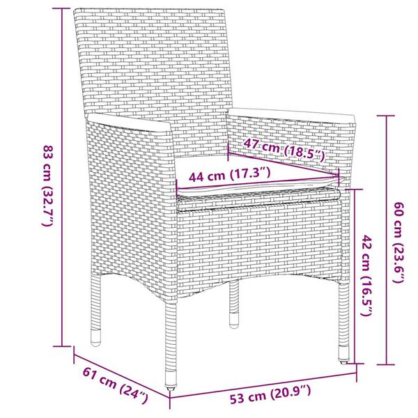 Grote foto vidaxl 5 delige loungeset met kussens poly rattan en acaciahout grijs tuin en terras tuinmeubelen