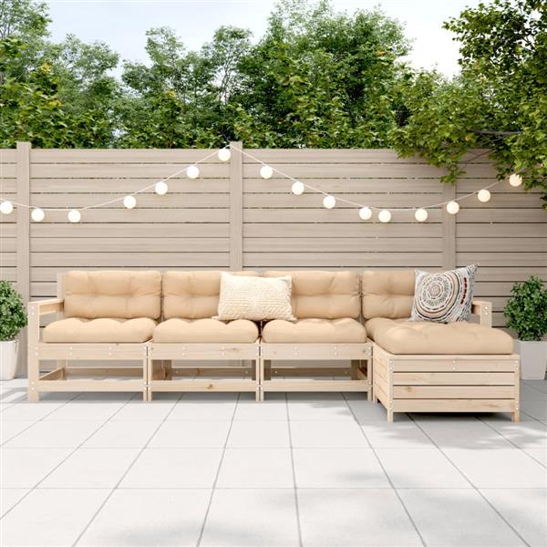 Grote foto vidaxl 5 delige loungeset massief grenenhout tuin en terras tuinmeubelen