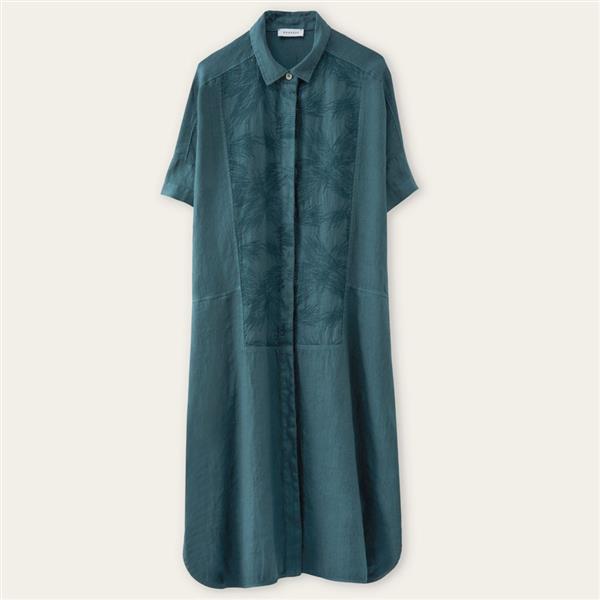 Grote foto rosso 35 linnen jurk garment dyed korte mouw maat 38 kleding dames jurken en rokken