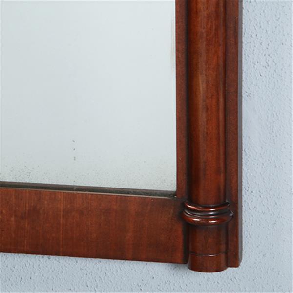 Grote foto smalle biedermeier mahoniehouten schouwspiegel ca 1820 met zuilen no.270135 hoogte 1.28 m. antiek en kunst spiegels