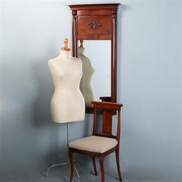 Grote foto smalle biedermeier mahoniehouten schouwspiegel ca 1820 met zuilen no.270135 hoogte 1.28 m. antiek en kunst spiegels