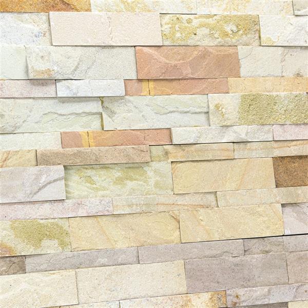 Grote foto natuursteen strips wandbekleding leisteen mint multi beige 0 63m doe het zelf en verbouw tegels