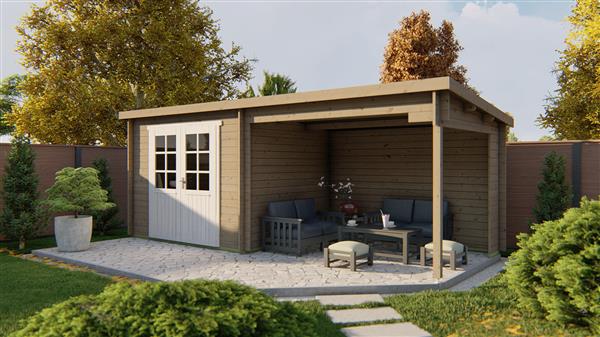 Grote foto tuinhuis freddy met overkapping 300 298x250cm tuin en terras tuinhuisjes en blokhutten