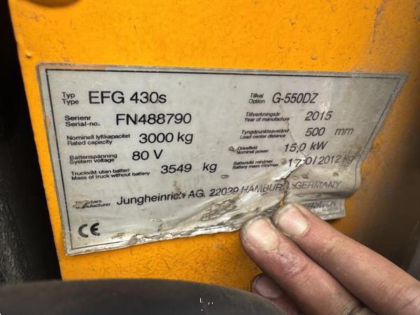 Grote foto vs 22115 elektrische triplex 3 ton heftruck jungheinrich efg 430k agrarisch heftrucks