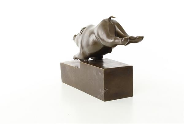 Grote foto een bronzen beeld sculptuur van een zwijn art deco stijl tuin en terras tuindecoratie