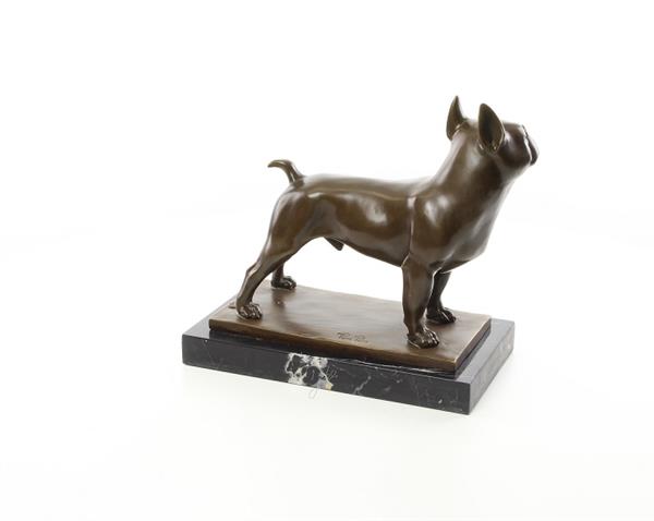 Grote foto een bronzen beeld sculptuur van een franse bulldog tuin en terras tuindecoratie
