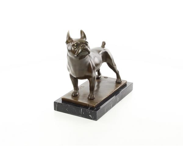 Grote foto een bronzen beeld sculptuur van een franse bulldog tuin en terras tuindecoratie