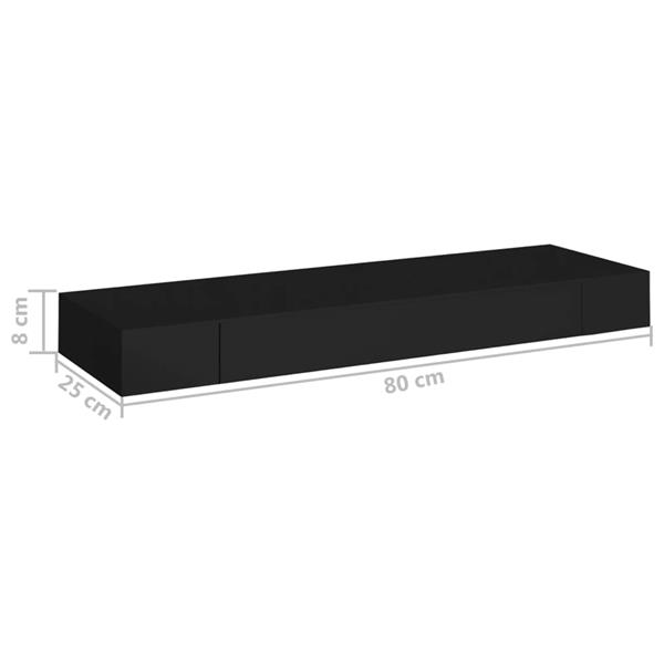 Grote foto vidaxl wandschap met lade zwevend 80x25x8 cm zwart huis en inrichting woningdecoratie