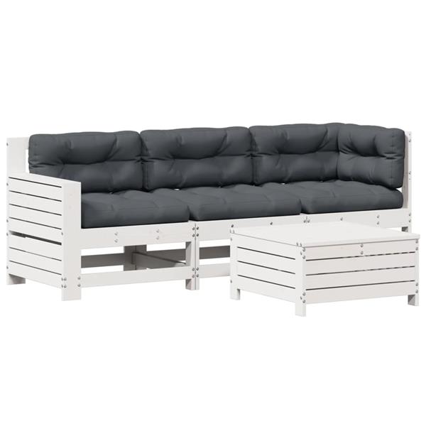 Grote foto vidaxl 4 delige loungeset met kussens massief grenenhout tuin en terras tuinmeubelen
